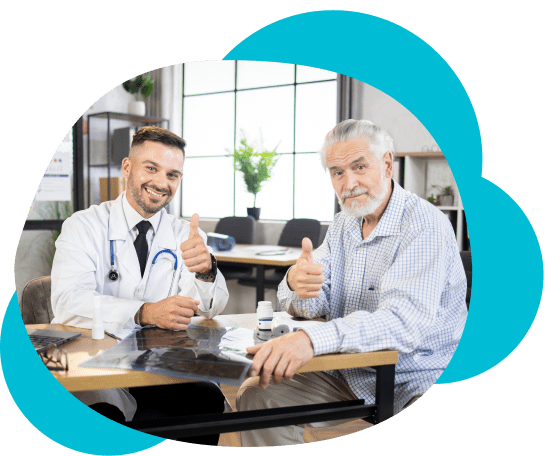 Doctor and patient showing tumbs up