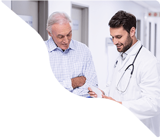 Two doctors discussing patient documents