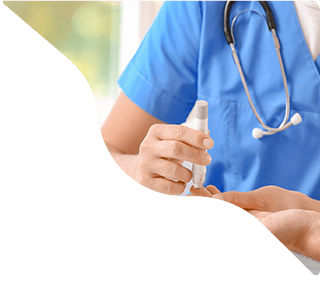 Doctor with stethoscope and blue gloves