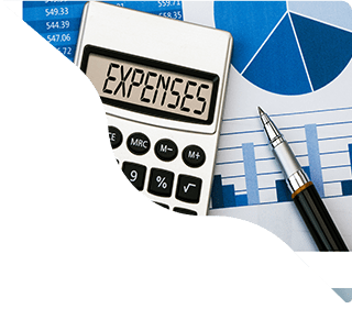 Medical expense chart with calculator and pen
