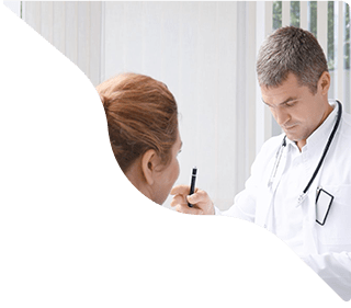 Patient consulting with male doctor