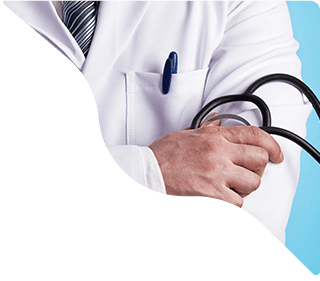 Doctor folding arms in clinic