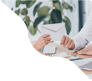 The doctor is giving the file to the patient