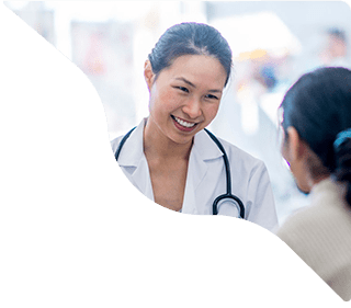 The doctor is smiling with the patient