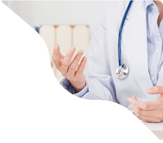 The doctor is wearing a stethoscope around the neck