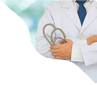 The doctor is holding the stethoscope in their hand