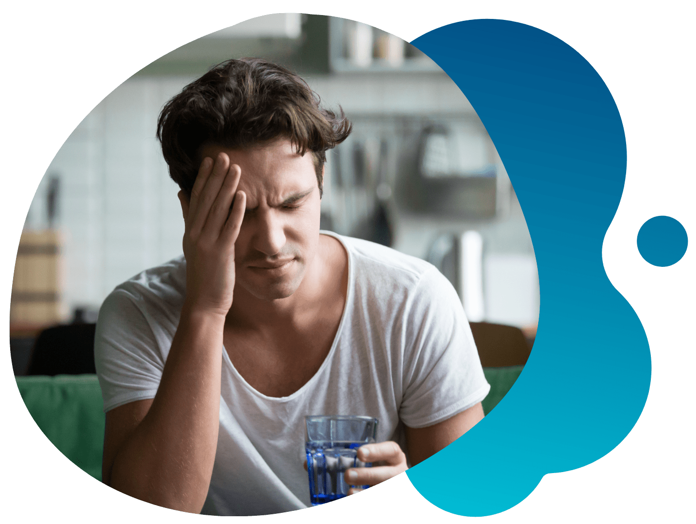 man struggling with migraine