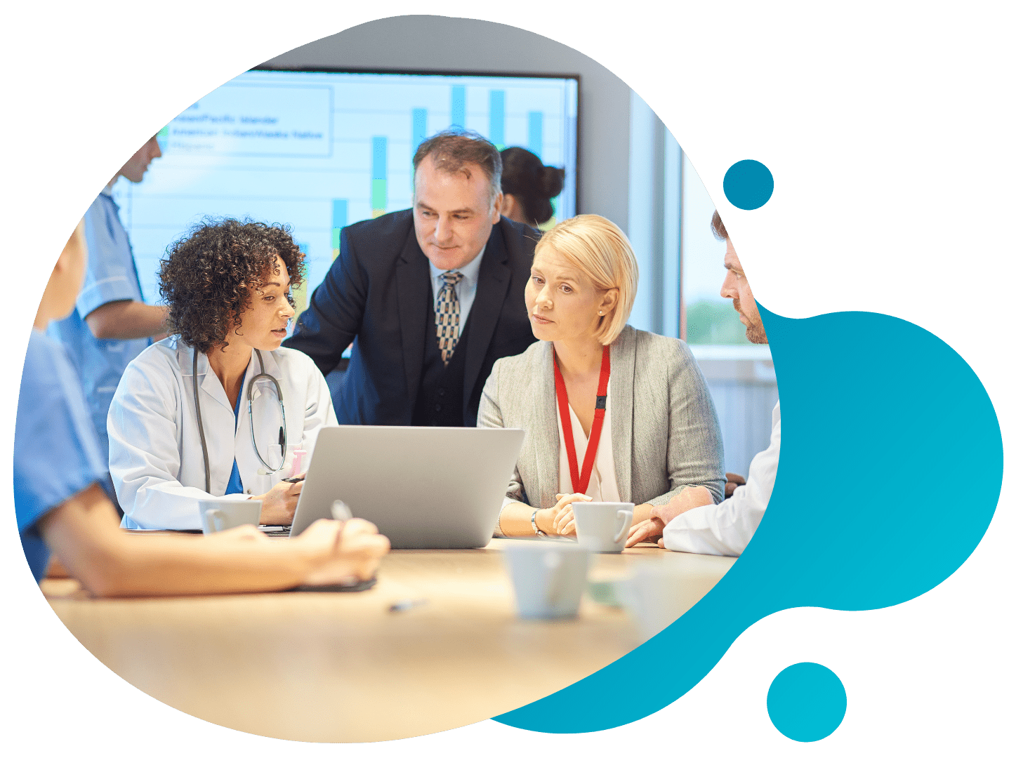 The doctor and the office management are talking.