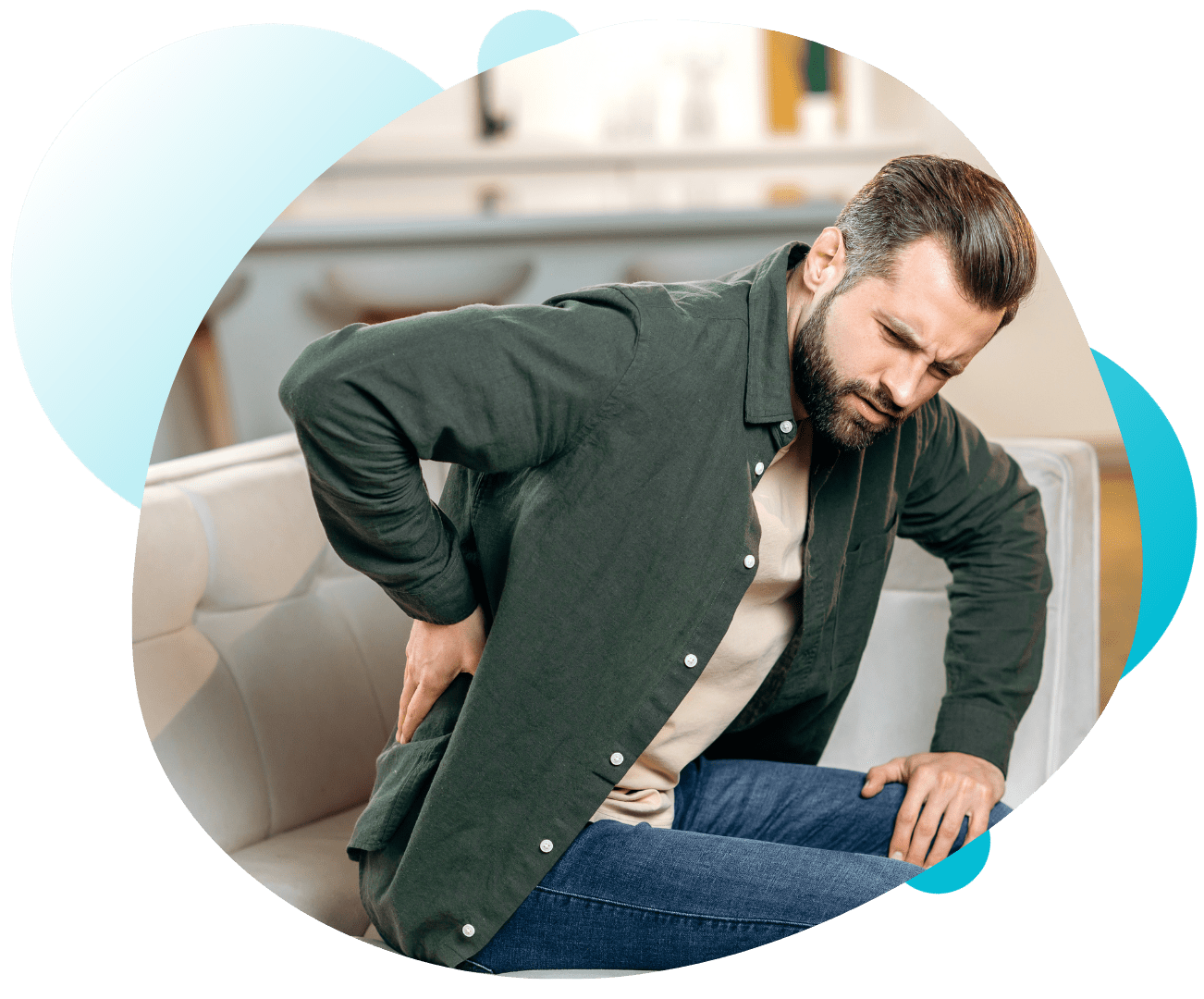 Man suffering sciatica from lumbar disc herniation