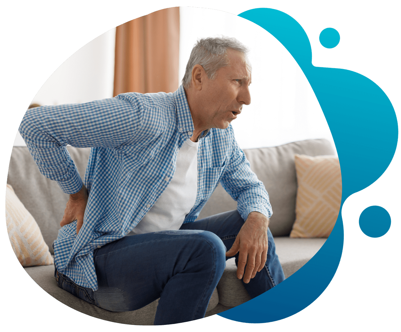 Senior man suffering sciatica from lumbar disc herniation