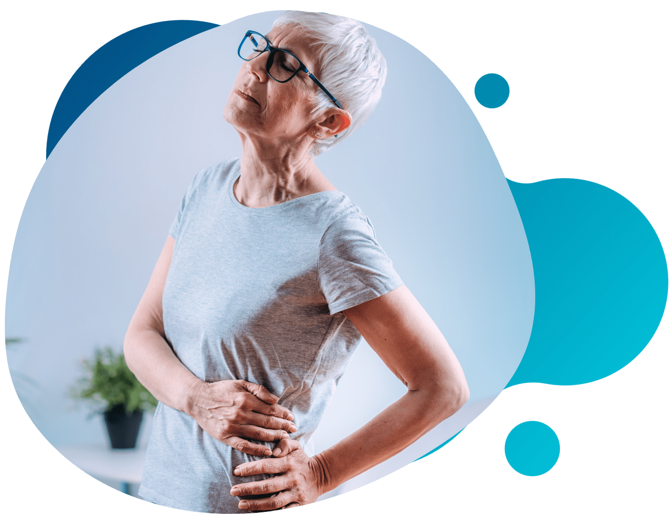 Senior woman suffering sciatica from lumbar disc herniation