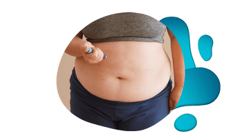 Diabetes & Weight Managment Website Element Close-up of female patient showing abdominal weight gain